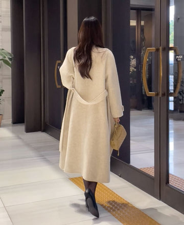 Scone High Neck Shawl Collar Handmade Long Coat (Strap Set)